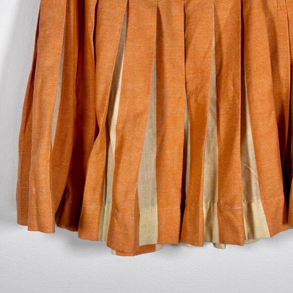 Vintage 1960s Wool Pleated Mini Skirt Century of Boston Salmon Pink Beige - Picture 9 of 16